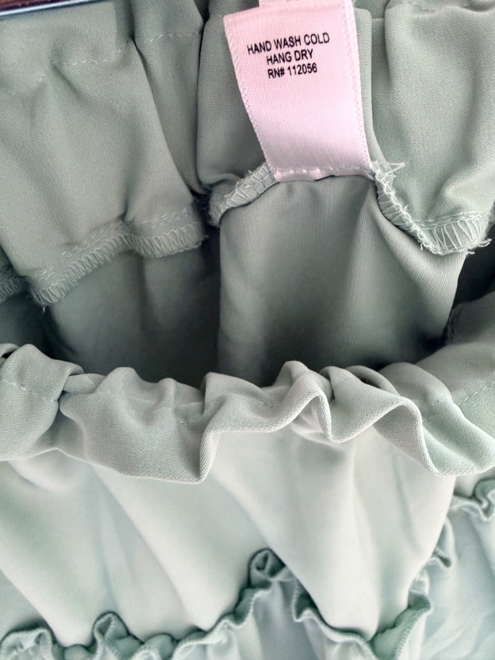 Zenana Sage Green Tiered Ruffle Mini Skirt Size S Boho Flowy Elastic Waist - Picture 4 of 7